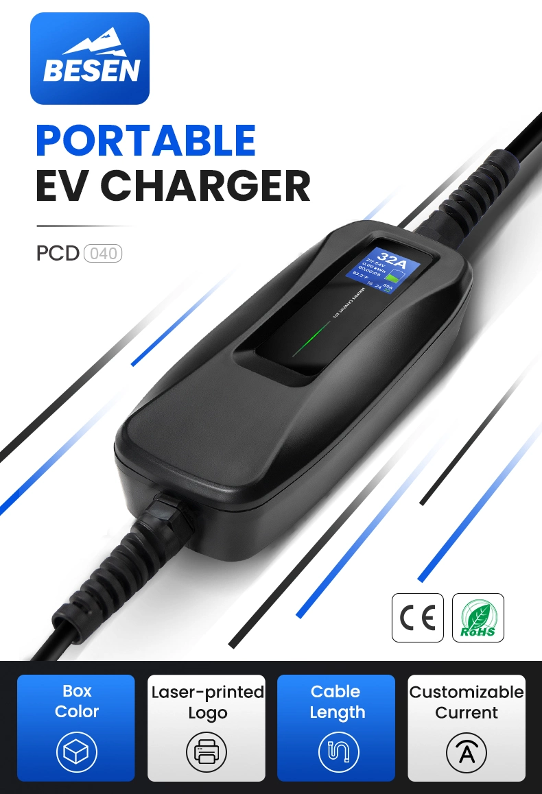 Besen Factory EV Charger IP66 32A 40A Portable Electric Vehicle Charger with Cee Plug